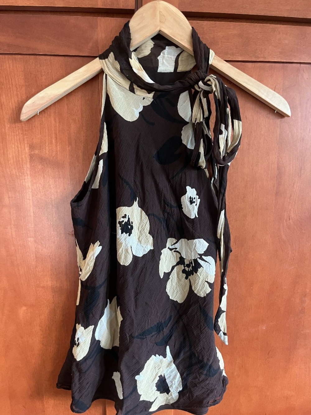 banana republic lined silk halter side tie blouse
